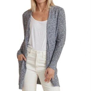 MARINE LAYER Open Knit Cardigan Heather Blue Sz Medium Boho Pockets Minimalist